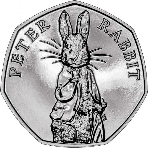 2019 Beatrix Potter, Peter Rabbit 50 pence reverse 