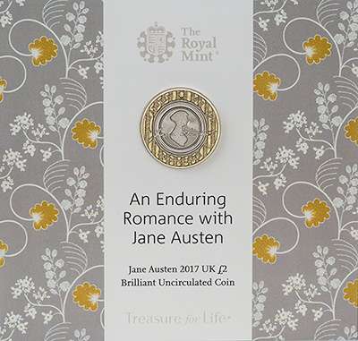 The 2017 200th Anniversary of the Death of Jane Austen £2 Coin - Brilliant Uncirculated £2 Coin in Presentation Folder
