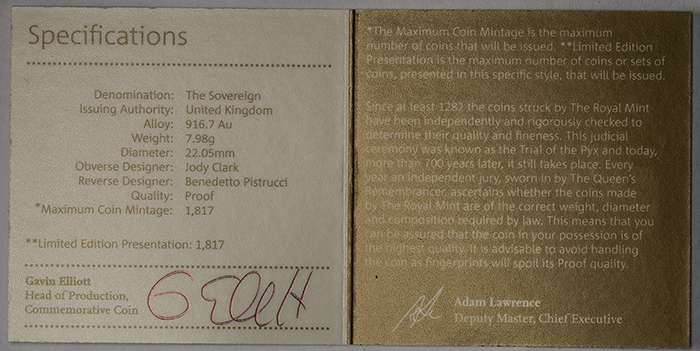 Royal Mint Certificate with Proof Error