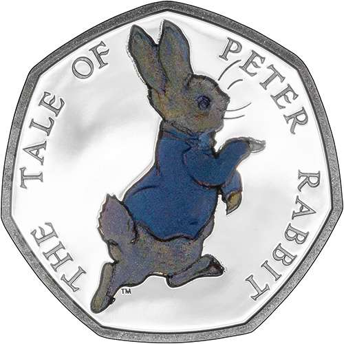 2017 The Tale of Peter Rabbit Fifty Pence Coloured Silver Proof Coin