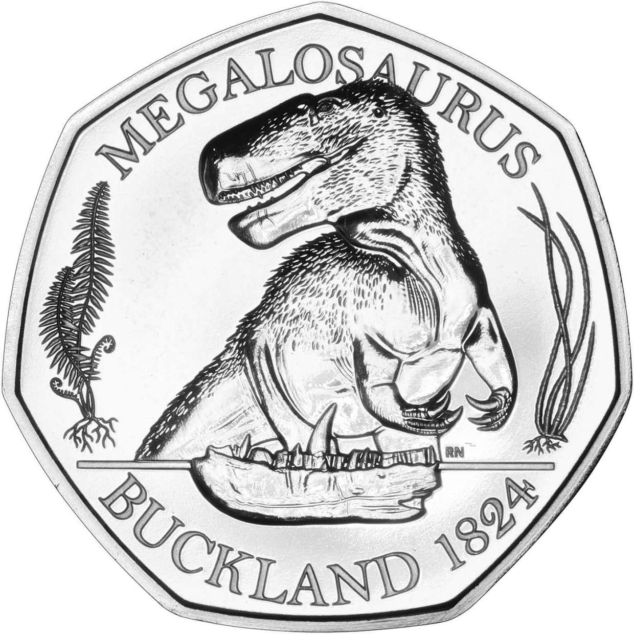 2020 Megalosaurus B.U. 50 Pence Coin