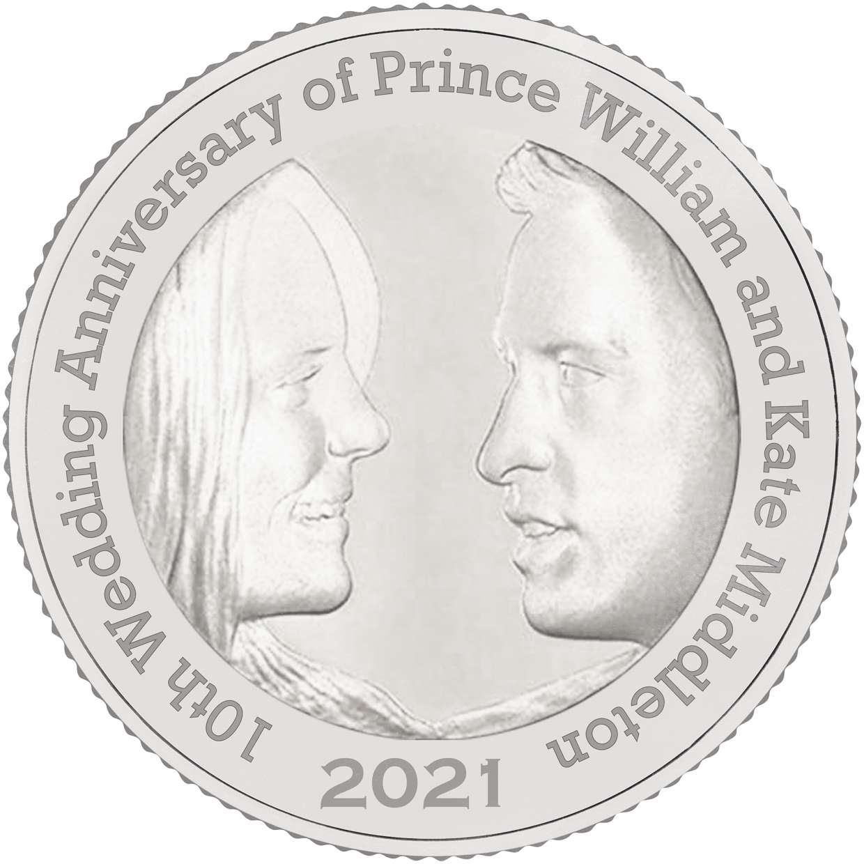 10th Wedding Anniversary of Prince William and Kate Middleton £5 Mock-Up